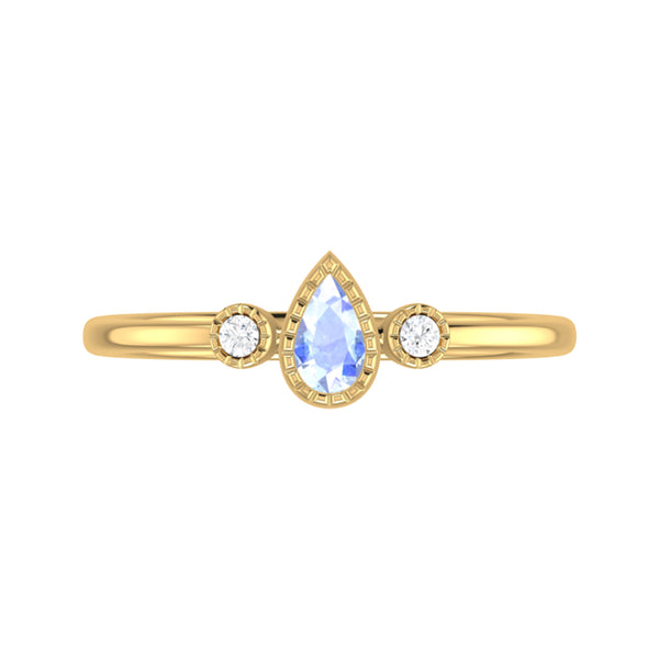 LuvMyJewelry Pear Shaped Tanzanite & Diamond Birthstone Ring In 14K Yellow Gold