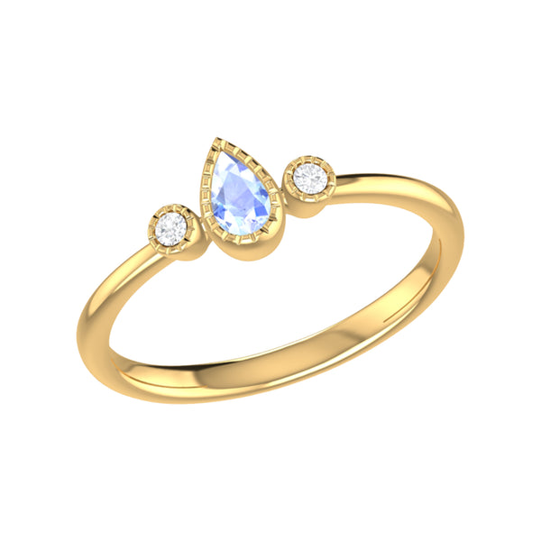 LuvMyJewelry Pear Shaped Tanzanite & Diamond Birthstone Ring In 14K Yellow Gold