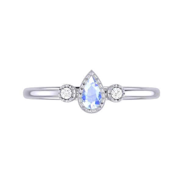 LuvMyJewelry Pear Shaped Tanzanite & Diamond Birthstone Ring In 14K White Gold