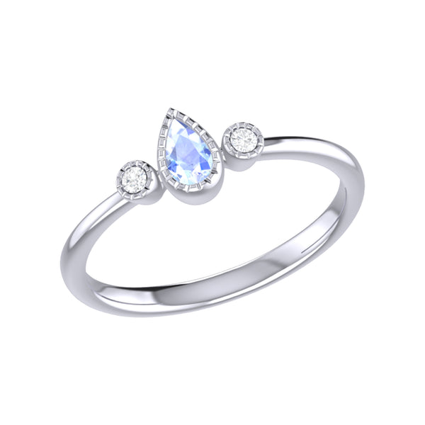 LuvMyJewelry Pear Shaped Tanzanite & Diamond Birthstone Ring In 14K White Gold