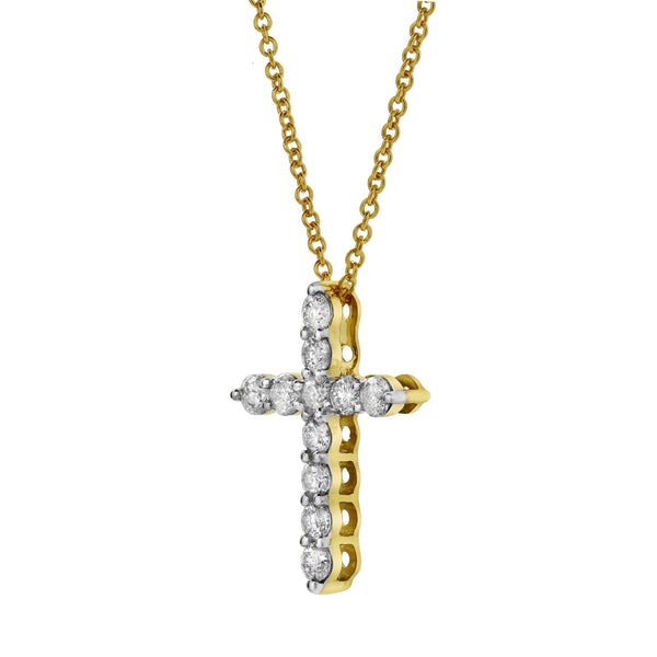 LuvMyJewelry Petite Cross Diamond Pendant In 10K Yellow Gold