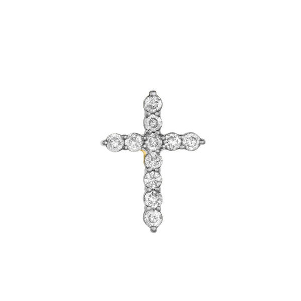 LuvMyJewelry Petite Cross Diamond Pendant In 10K Yellow Gold