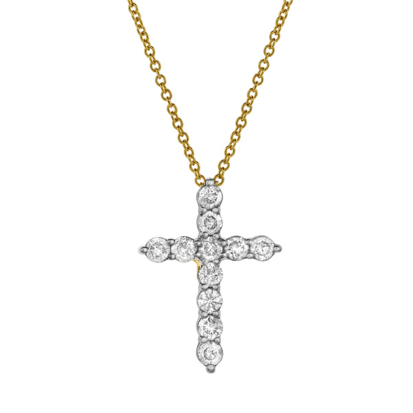 LuvMyJewelry Petite Cross Diamond Pendant in 10K Yellow Gold