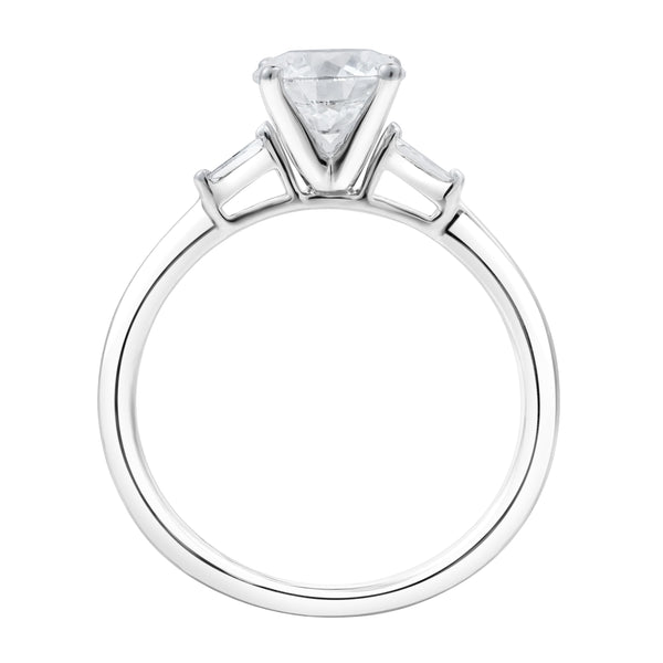 LuvMyJewelry Piper 14K White Gold Round Cut Lab Grown Diamond Tapered Baguettes Engagement Ring - 1.05 Ct