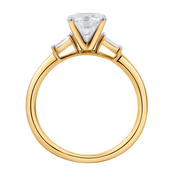 LuvMyJewelry Piper 14K Yellow Gold Round Cut Lab Grown Diamond Tapered Baguettes Engagement Ring - 1.05 Ct