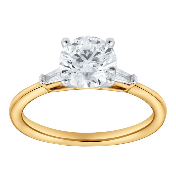 LuvMyJewelry Piper 14K Yellow Gold Round Cut Lab Grown Diamond Tapered Baguettes Engagement Ring - 1.05 Ct