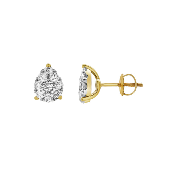 LuvMyJewelry Poire 14K Yellow Gold Cluster Lab Grown Diamond Unisex Earrings - 0.72 Cts