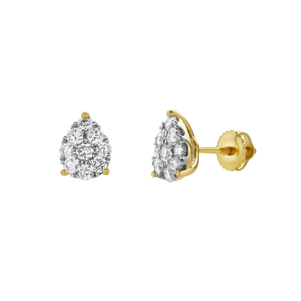LuvMyJewelry Poire 14K Yellow Gold Cluster Lab Grown Diamond Unisex Earrings - 0.72 Cts