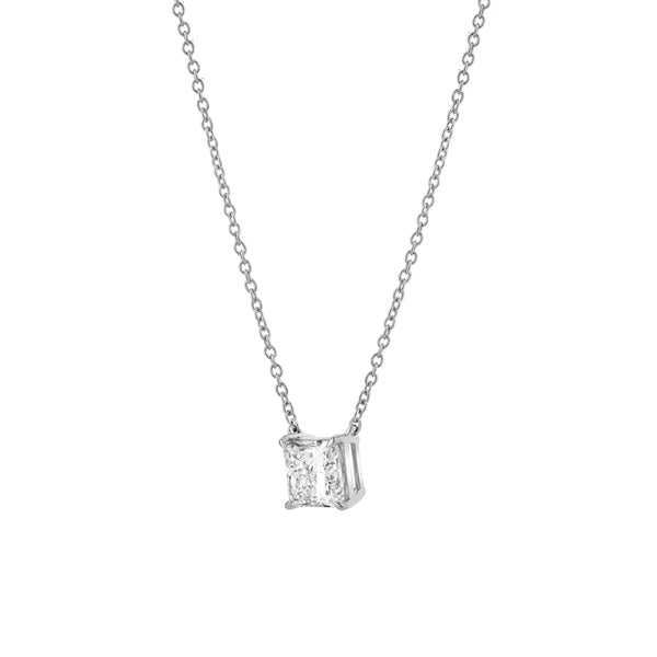 LuvMyJewelry Princess Charm 14K White Gold Lab Grown Diamond Necklace - 1 Ct