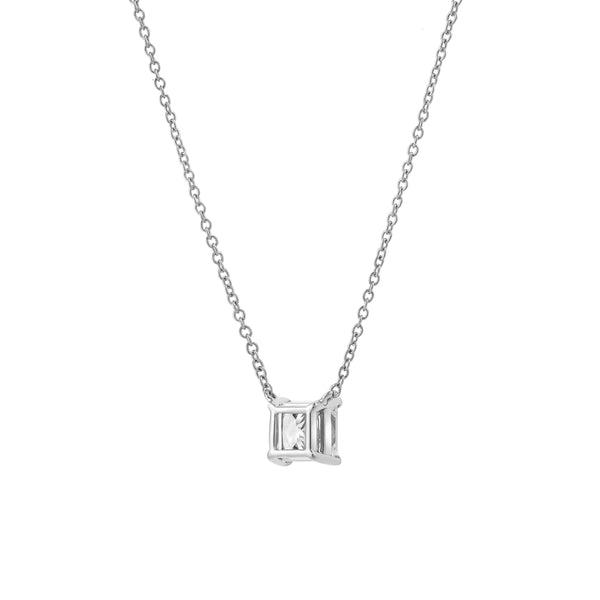 LuvMyJewelry Princess Charm 14K White Gold Lab Grown Diamond Necklace - 1 Ct