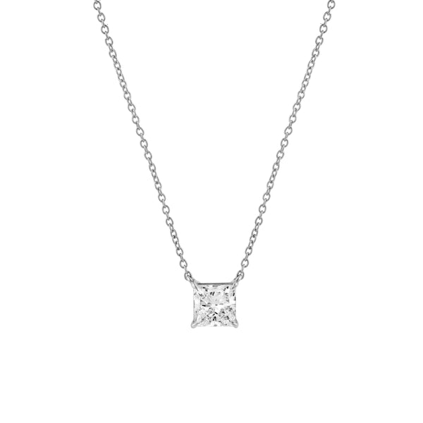 LuvMyJewelry Princess Charm 14K White Gold Lab Grown Diamond Necklace - 1.50 ct