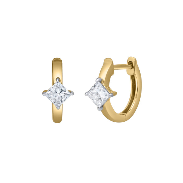 LuvMyJewelry Princess Charm 14K Yellow Gold Lab Grown Diamond Huggies - 0.75 Ct
