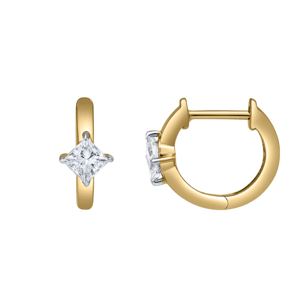 LuvMyJewelry Princess Charm 14K Yellow Gold Lab Grown Diamond Huggies - 0.50 Ct