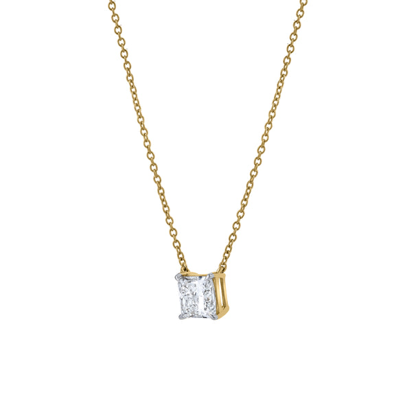 LuvMyJewelry Princess Charm 14K Yellow Gold Lab Grown Diamond Necklace - 1.50 Ct