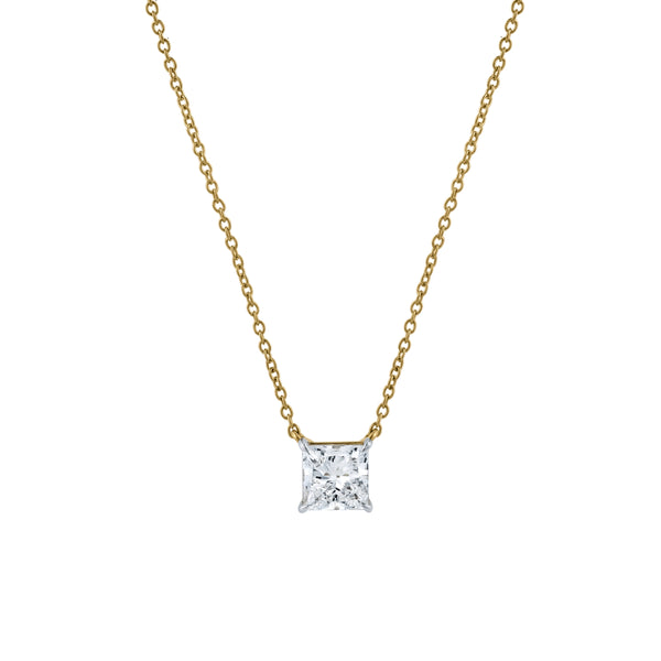 LuvMyJewelry Princess Charm 14K Yellow Gold Lab Grown Diamond Necklace - 1.50 ct