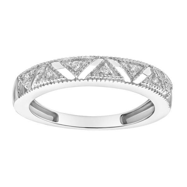 LuvMyJewelry Prism 14K White Gold Round Diamond Studded Stackable Ring - 0.05cts