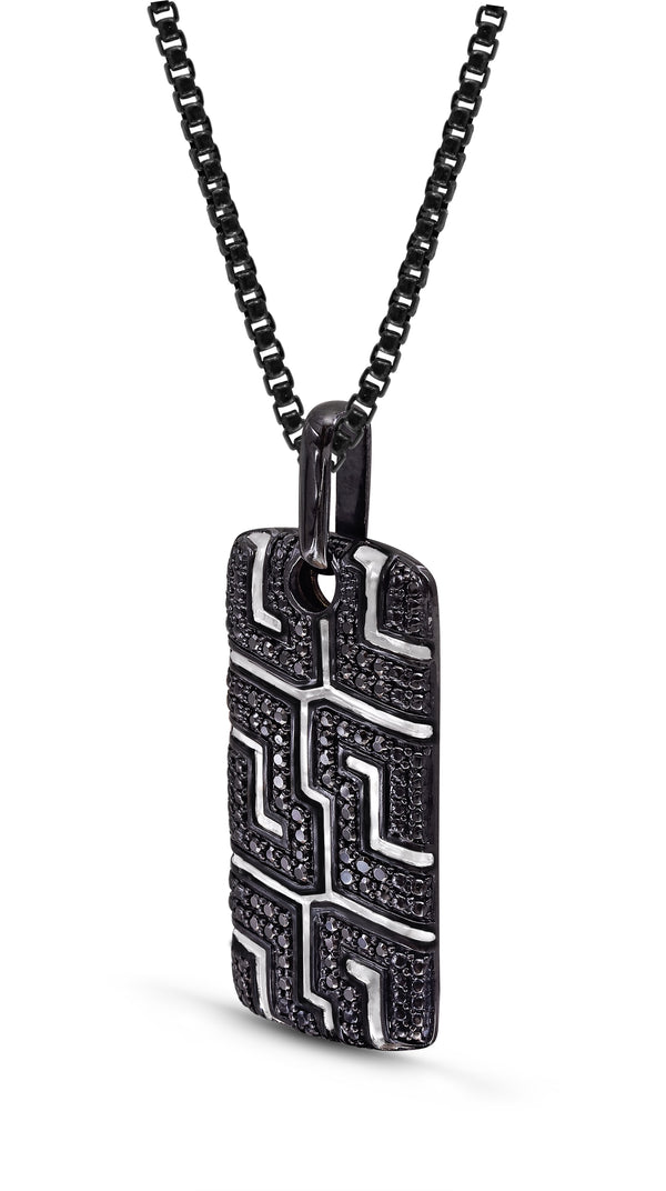LuvMyJewelry Pro Rider Black Rhodium Plated Sterling Silver Tire Tread Black Diamond Tag
