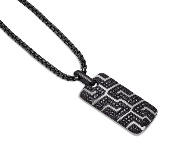 LuvMyJewelry Pro Rider Black Rhodium Plated Sterling Silver Tire Tread Black Diamond Tag