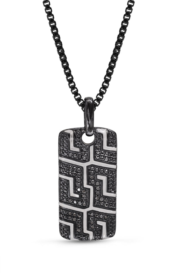 LuvMyJewelry Pro Rider Black Rhodium Plated Sterling Silver Tire Tread Black Diamond Tag