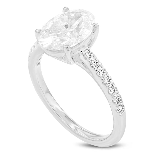 LuvMyJewelry Prose 14K White Gold Oval Lab Grown Diamond Engagement Ring - 2.4 Ct