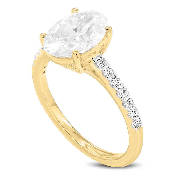 LuvMyJewelry Prose 14K Yellow Gold Oval Lab Grown Diamond Engagement Ring - 2.4 Ct