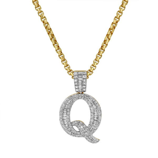 LuvMyJewelry Q Initial Diamond Pendant 10K Yellow Gold - 1 Carat