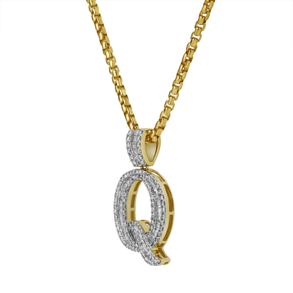 LuvMyJewelry Q Initial Diamond Pendant 10K Yellow Gold - 1 Carat