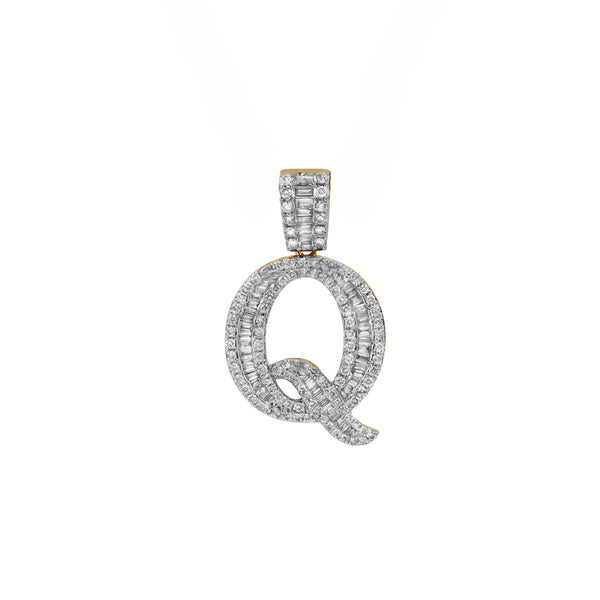 LuvMyJewelry Q Initial Diamond Pendant 10K Yellow Gold - 1 Carat