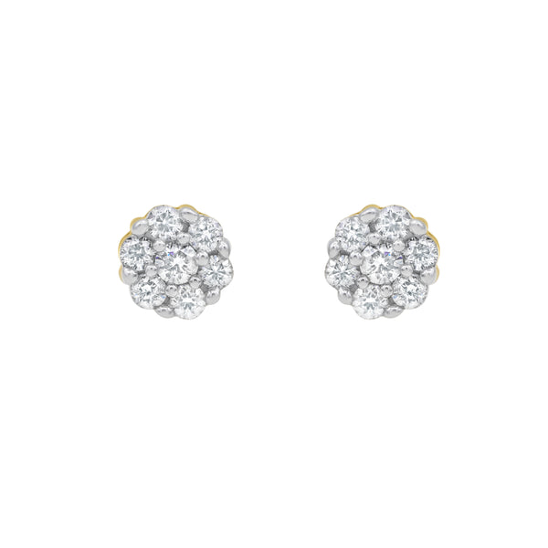 LuvMyJewelry Quarter Cluster Stud 14K Yellow Gold Diamond Earrings 0.25 Ct. Tw