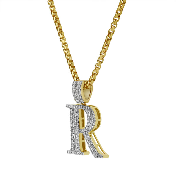 LuvMyJewelry R Initial Diamond Pendant 10K Yellow Gold - 0.86 Carats
