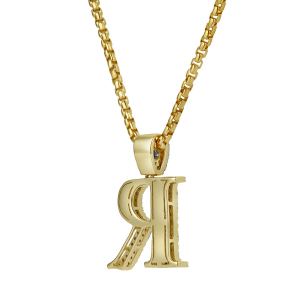 LuvMyJewelry R Initial Diamond Pendant 10K Yellow Gold - 0.86 Carats