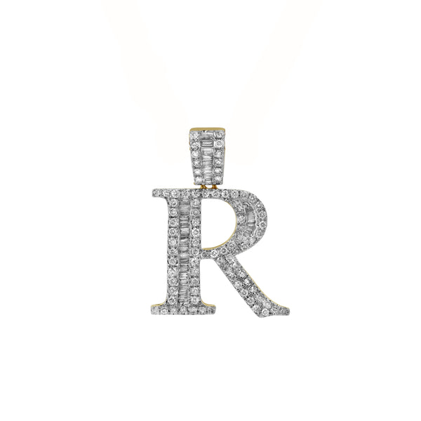 LuvMyJewelry R Initial Diamond Pendant 10K Yellow Gold - 0.86 Carats