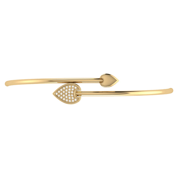LuvMyJewelry Raindrop Adjustable Diamond Bangle In 14K Yellow Gold Vermeil On Sterling Silver
