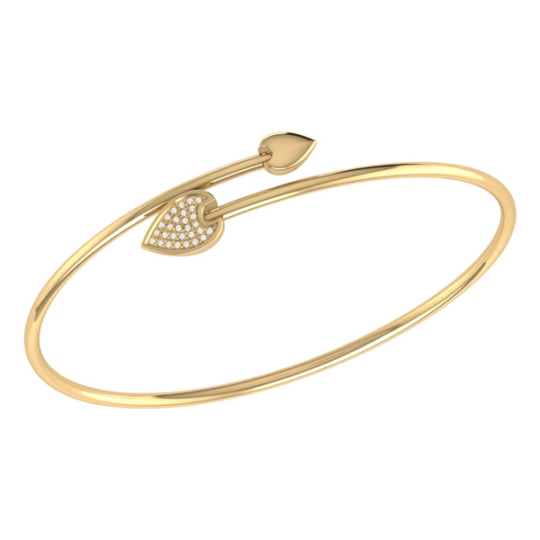LuvMyJewelry Raindrop Adjustable Diamond Bangle in 14K Yellow Gold Vermeil on Sterling Silver