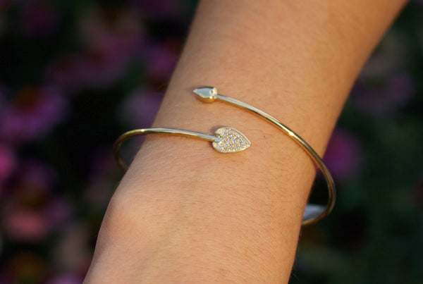 LuvMyJewelry Raindrop Adjustable Diamond Bangle In Sterling Silver