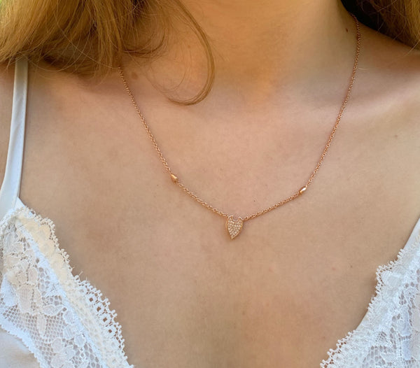 LuvMyJewelry Raindrop Diamond Necklace In 14K Rose Gold Vermeil On Sterling Silver