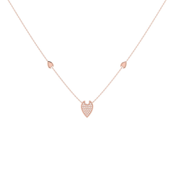 LuvMyJewelry Raindrop Diamond Necklace In 14K Rose Gold Vermeil On Sterling Silver