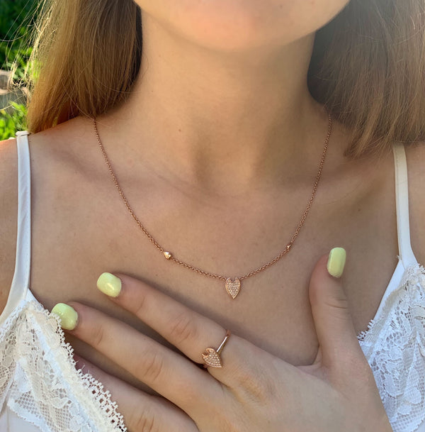 LuvMyJewelry Raindrop Diamond Necklace In 14K Rose Gold Vermeil On Sterling Silver