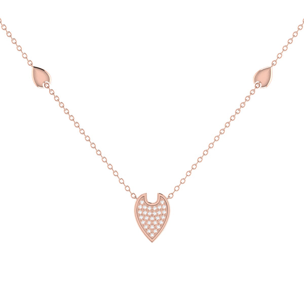 LuvMyJewelry Raindrop Diamond Necklace in 14K Rose Gold Vermeil on Sterling Silver