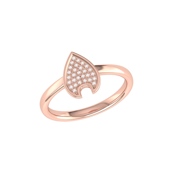 LuvMyJewelry Raindrop Diamond Ring in 14K Rose Gold Vermeil on Sterling Silver