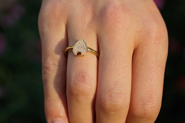 LuvMyJewelry Raindrop Diamond Ring In 14K Yellow Gold Vermeil On Sterling Silver