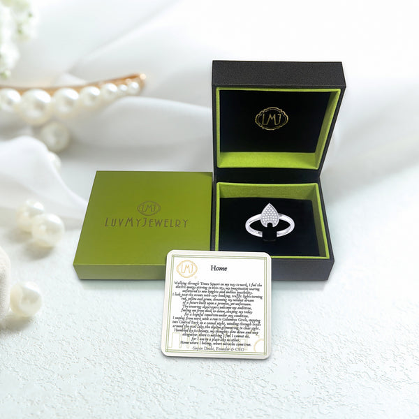 LuvMyJewelry Raindrop Diamond Ring In Sterling Silver
