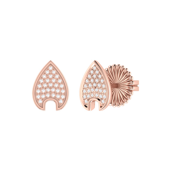 LuvMyJewelry Raindrop Diamond Stud Earrings in 14K Rose Gold Vermeil on Sterling Silver