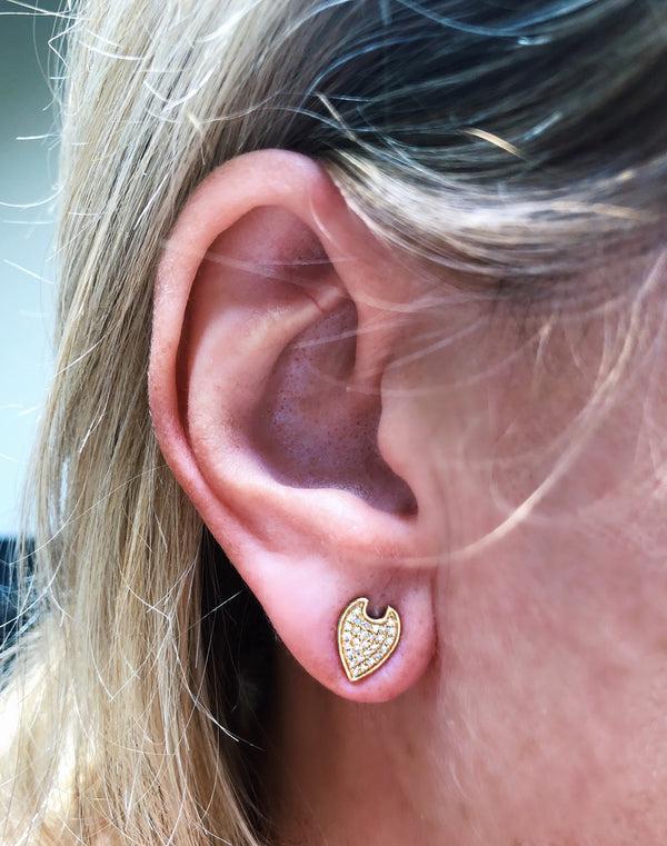 LuvMyJewelry Raindrop Diamond Stud Earrings In 14K Yellow Gold Vermeil On Sterling Silver