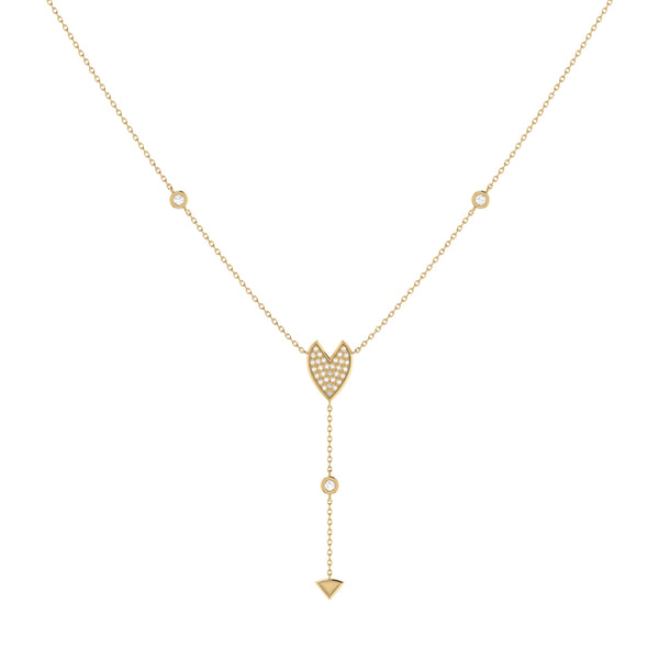LuvMyJewelry Raindrop Drip Diamond Y Necklace In 14K Yellow Gold Vermeil On Sterling Silver
