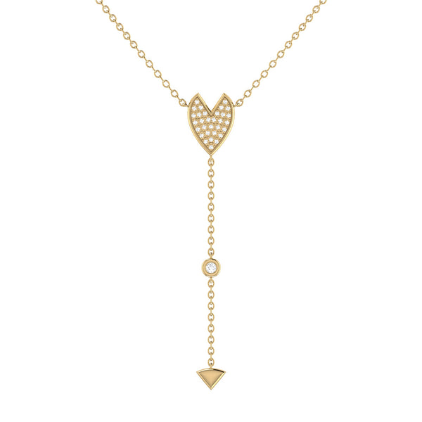 LuvMyJewelry Raindrop Drip Diamond Y Necklace in 14K Yellow Gold Vermeil on Sterling Silver