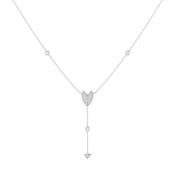 LuvMyJewelry Raindrop Drip Diamond Y Necklace In Sterling Silver