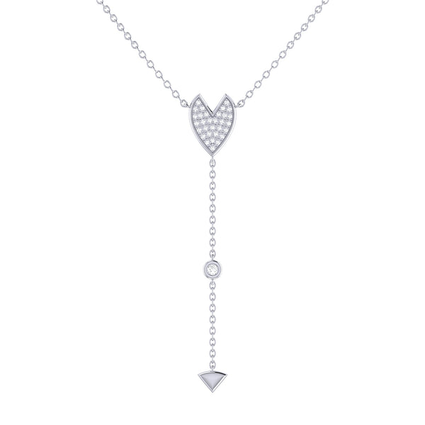 LuvMyJewelry Raindrop Drip Diamond Y Necklace in Sterling Silver