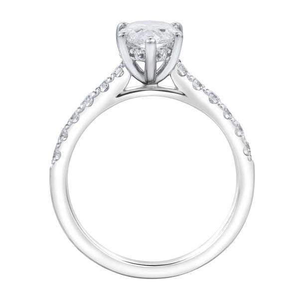 LuvMyJewelry Rasha 14K White Gold Pear Lab Grown Diamond Hidden Halo Engagement Ring - 2 Ct