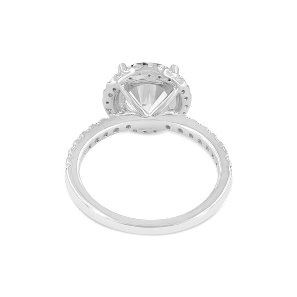 LuvMyJewelry Ravina 14K White Gold Round Cut Lab Grown Diamond Halo Engagement Ring - 2.95 Ct
